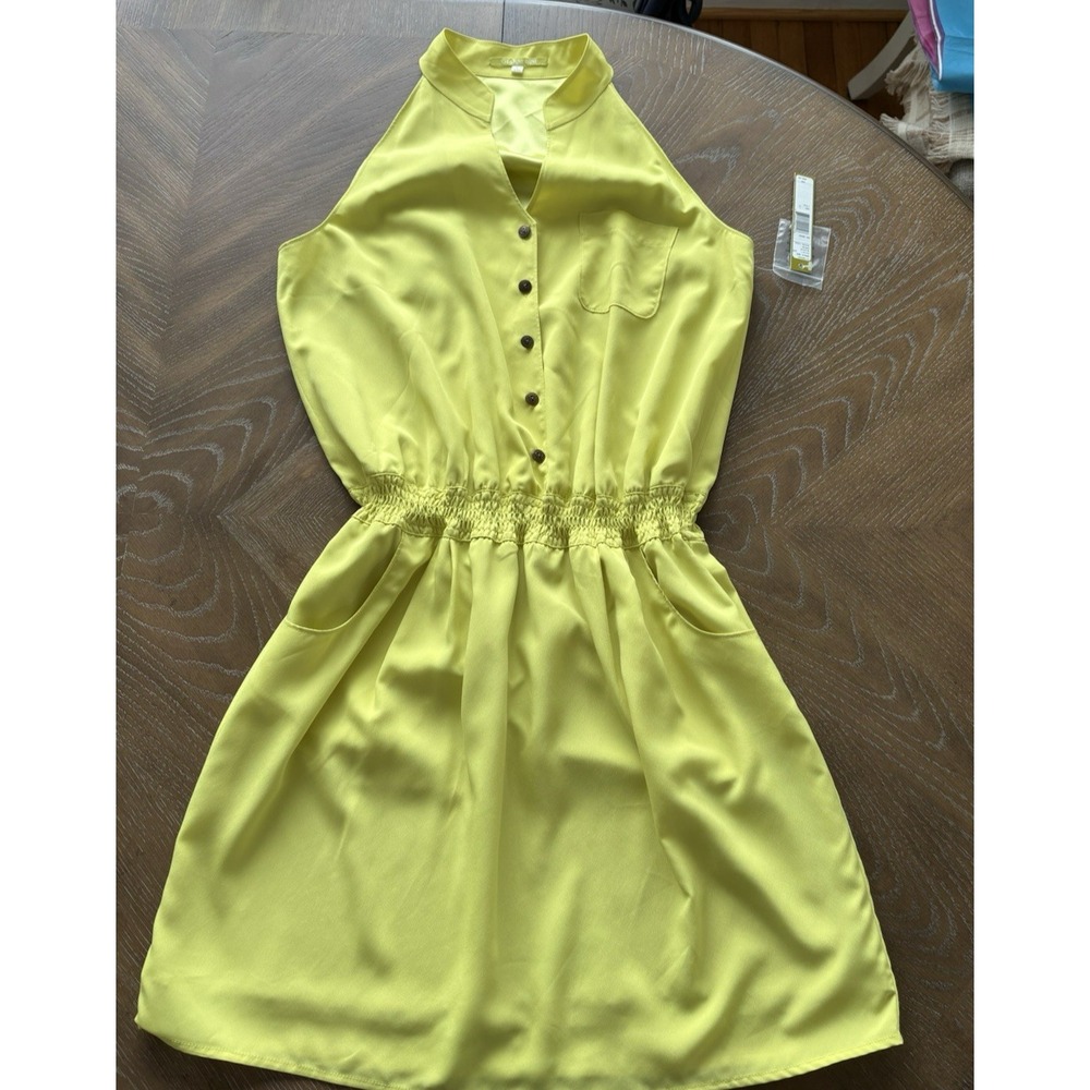 Gianni Bini Alexis Dress Green Ocean View Halter Smocked Waist Pocket 2170M407 L